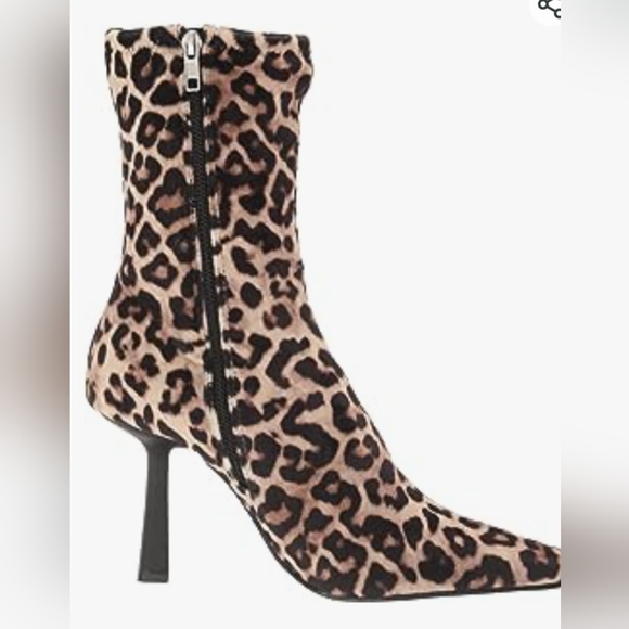 Steve Madden Vatay high heel Leopard zip boot Velvet Stretch Animal FALL NEW HOT - Picture 3 of 9